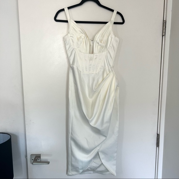 House of CB 'Faye' Ivory Satin Corset Midi Dress size small - Picture 4 of 14